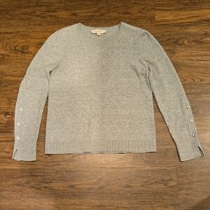 LOFT Light Gray Women's Sweater with Button Accents